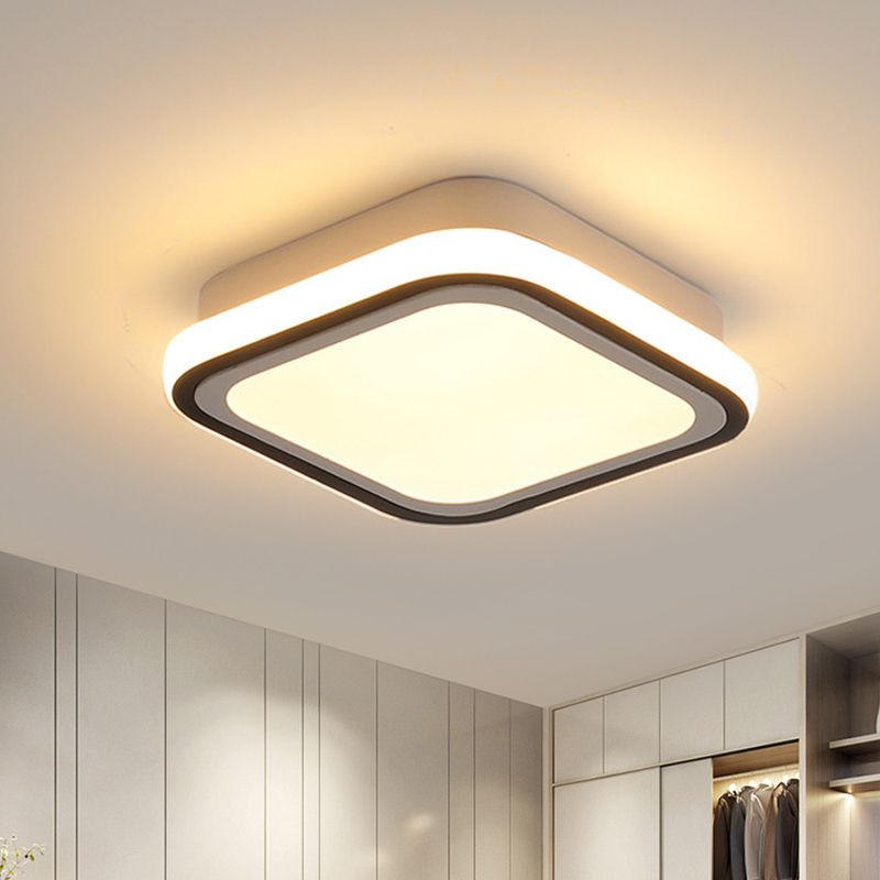 LED-gangplafondinbouwlamp Minimalistisch zwart inbouwlichtarmatuur met ronde/vierkante metalen kap in wit/3 kleurenlicht