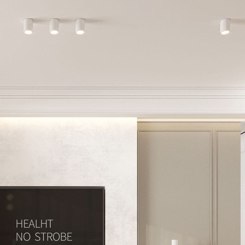 Plafonnier LED en aluminium de style concis et moderne, montage encastré cylindrique pour lieu commercial