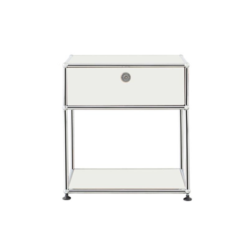 Modernistic End Slide Table Metal with Storage 4 Legs Living Room Corner Table
