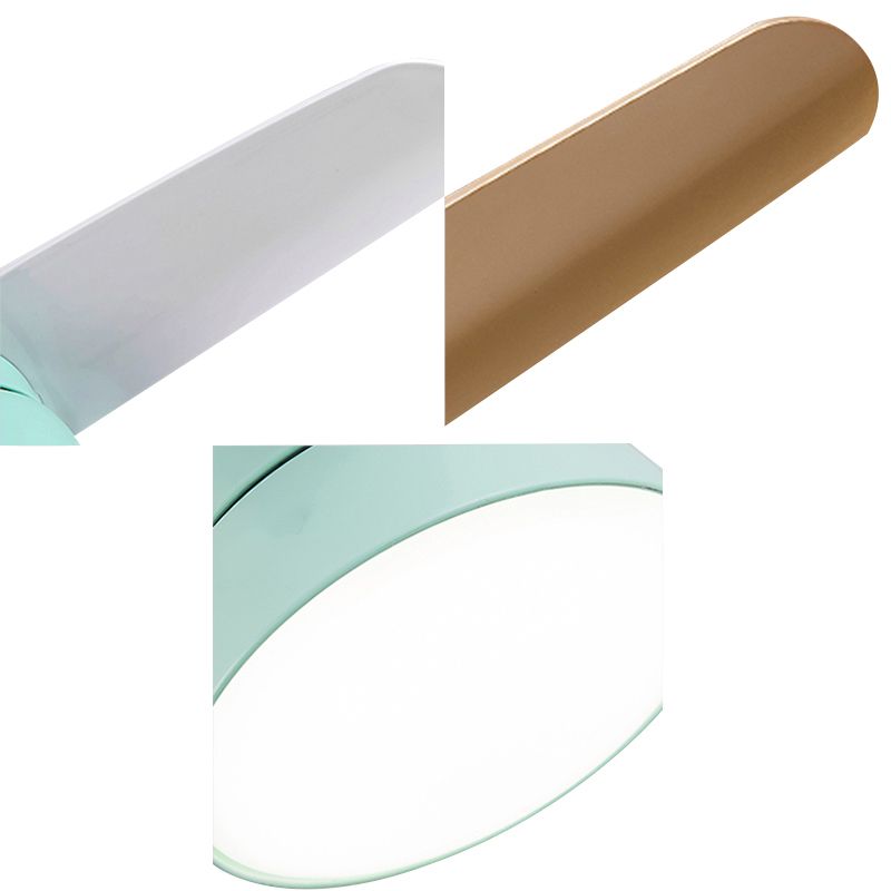 26 "de large contemporain 1 ventilateur de tête boucle verte claire semi-flming monture avec nuance acrylique pour salle à manger, 3 lames blanches