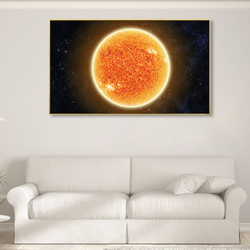 Planet Wall Art Kids Dreamy Cosmos Scenery Canvas Print in Dark Color for Nursery