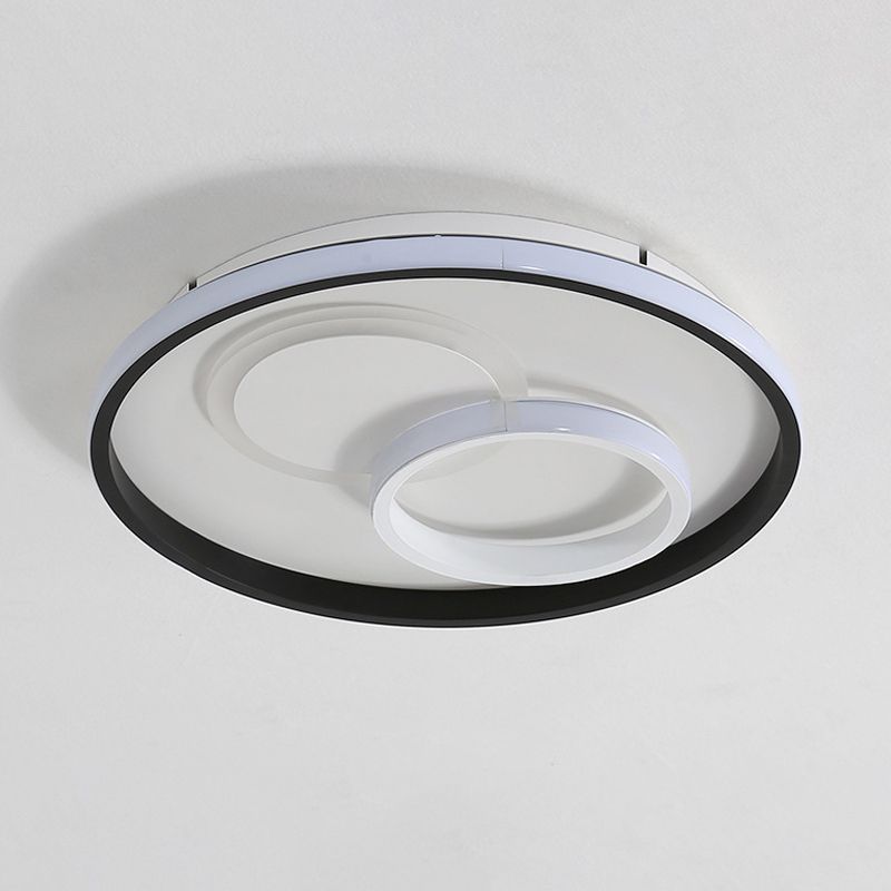 Ronde / carré / DEL rectangulaire Modernisme Aluminium Black Ceiling Mount Lighting in Warm / White Light for Bedroom