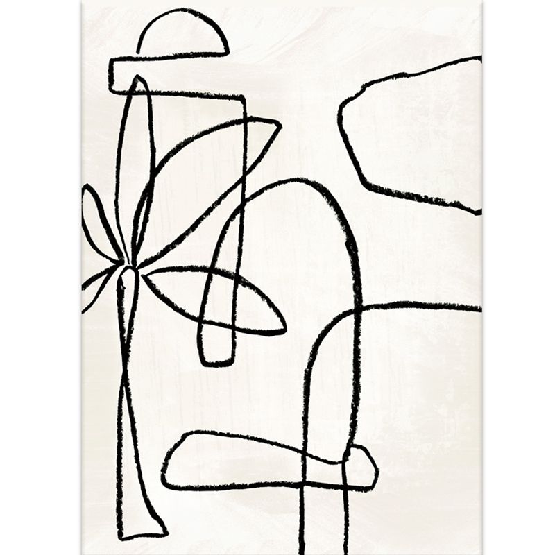 Simple White Tone Casual Rug Polyester Abstract Lines Area Rug Easy Care Carpet for Home Decoration