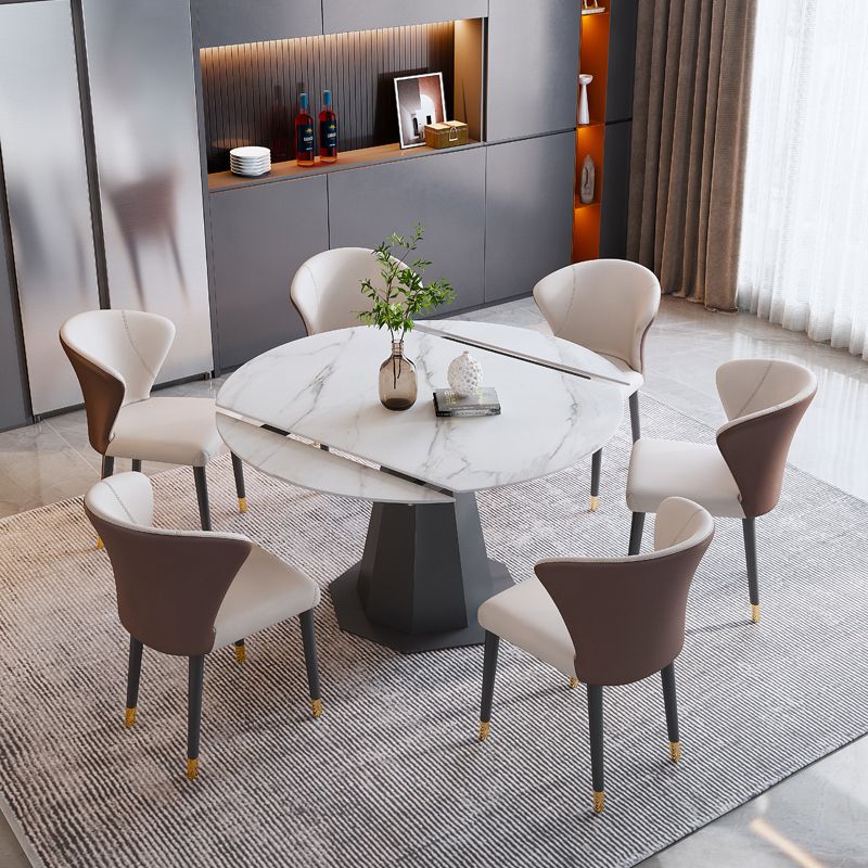 Modern Round Stone Dining Table Set 1/2/5/7 Pieces Dining Set for Home Use