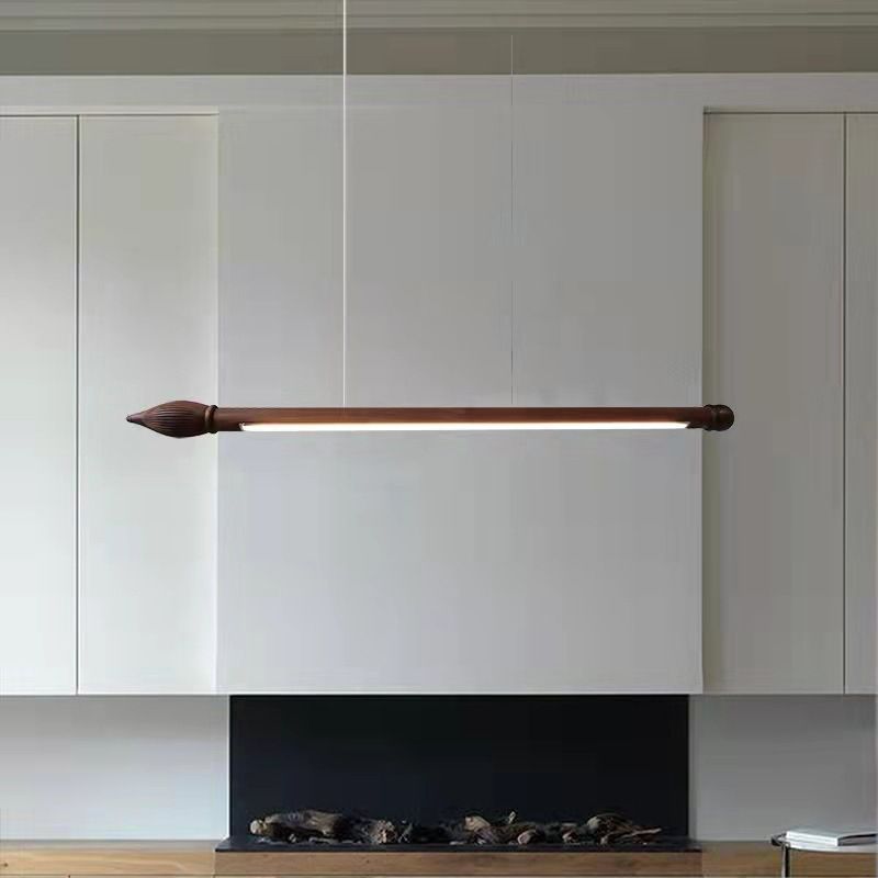 Single Modern Brown Ceiling Light Wooden Kitchen Island Lighting for Bedroom