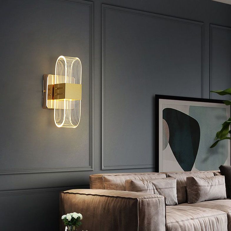 Zeitgenössische LED -Wandleuchter ovales Aluminiumwandmontage Licht für Schlafzimmer