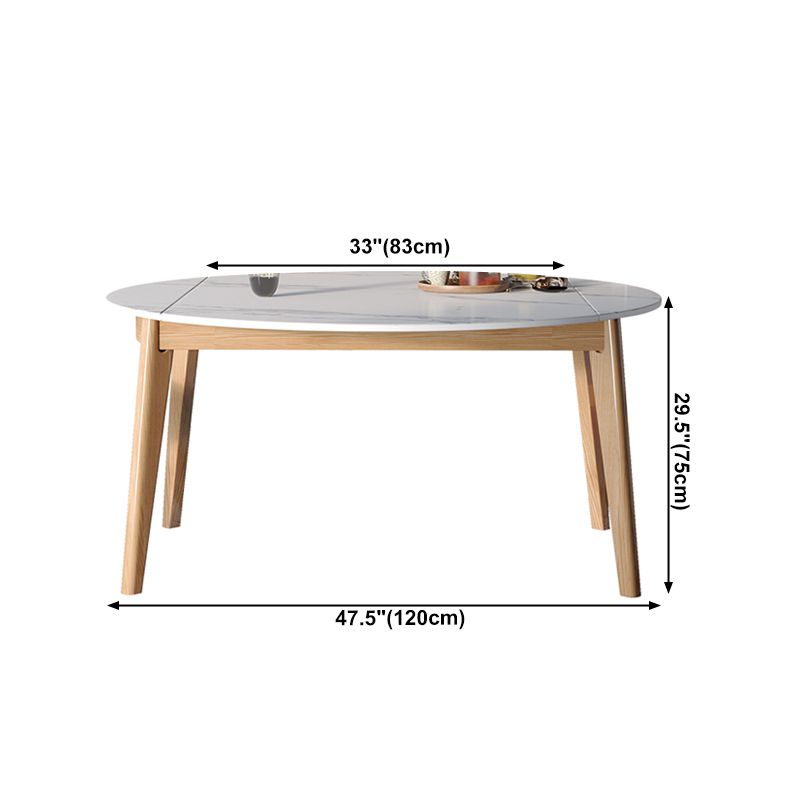 Modern Round Dining Table White Sintered Stone Dining Table with Wooden Base