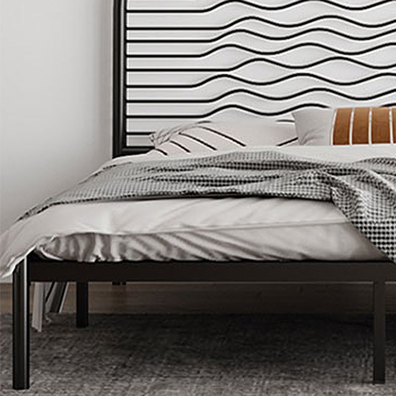 Glam Iron Open-Frame Bed with Rectangle Headboard and Metal Legs
