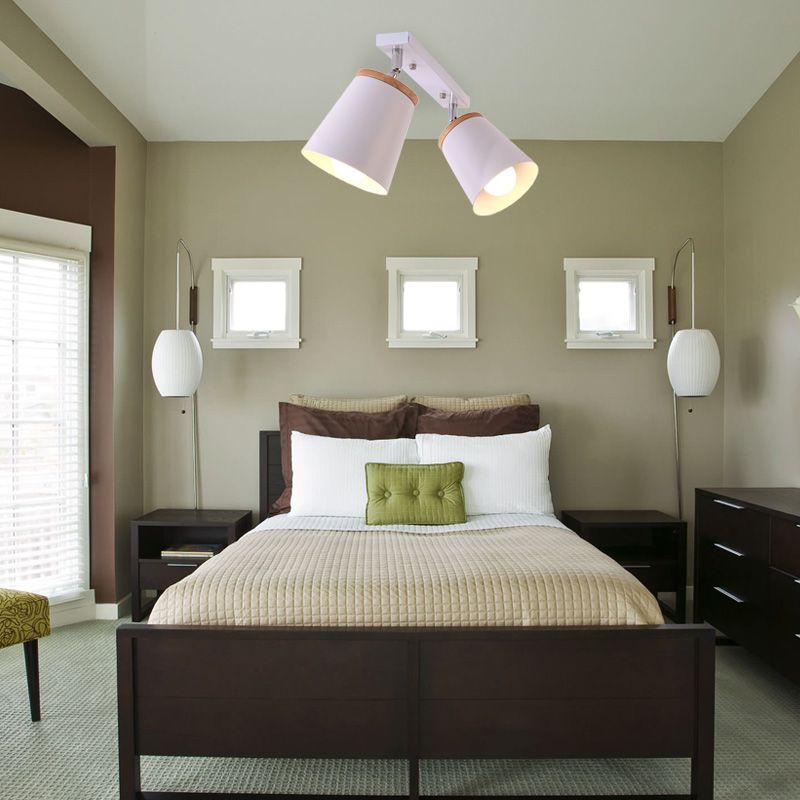 1/2/3-Bulb Semi Flush Light Modernism Tapered Shade Metal Rotatable Semi Flush Mount Light in White for Living Room