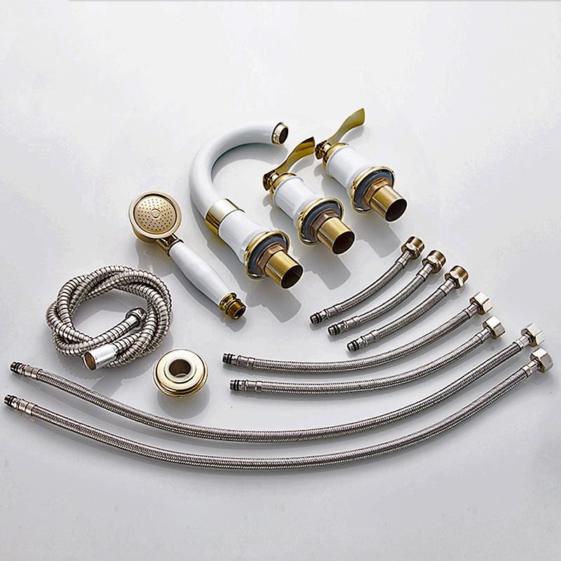 Luxury Rotatable Widespread Sink Faucet Circular Lever Handle Faucet with Water Hose