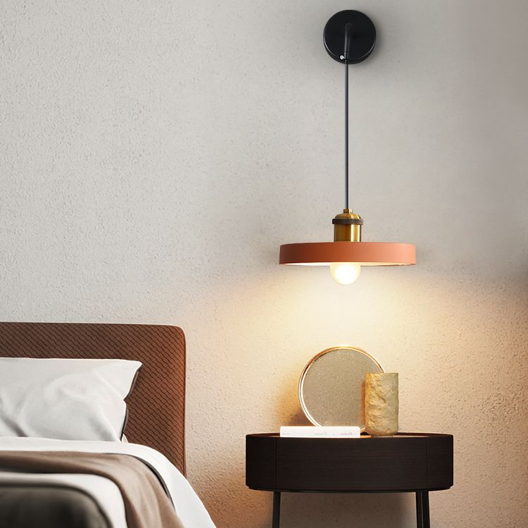 Modern Metal LED Wall Sconce Geometric Shape Wall Light with Resin Shade for Bedroom
