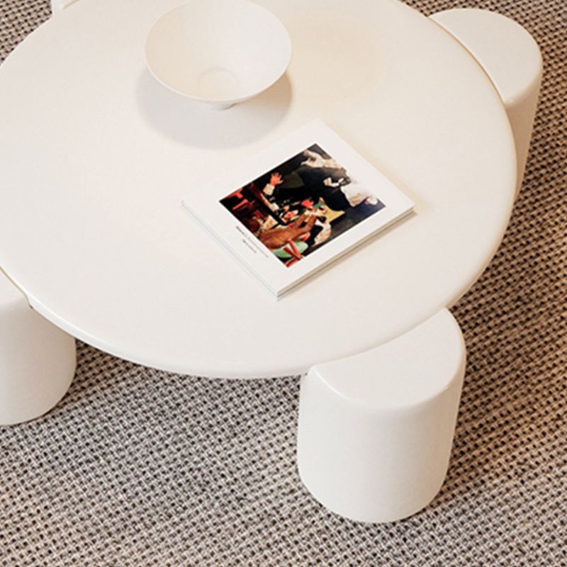 Modern Free-Form Coffee Table White Single Coffee Table with 4 Legs