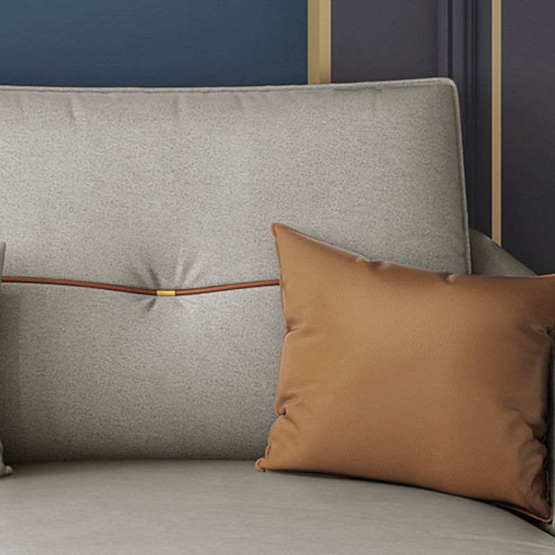 Beige 5-seater Flared Arm Sectional Luxurious Faux Leather Sectional