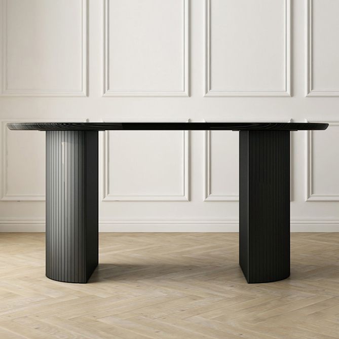 Simplicity Style Furniture Oval Double Pedestal Dining Site Table for Dining Room