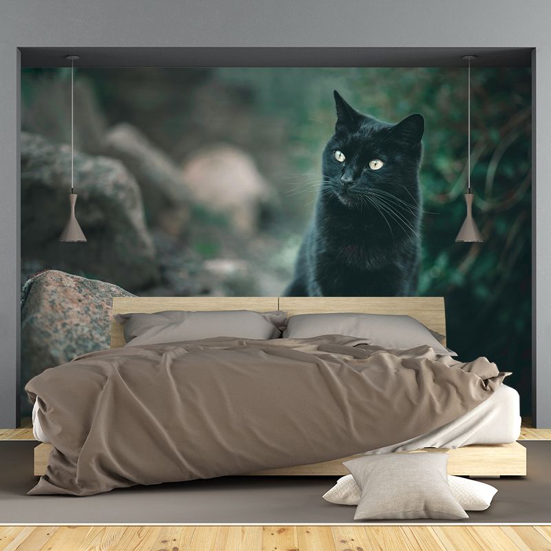Lovely Cat Wall Mural Wallpaper Mildew Resistant Wall Covering for Decoration