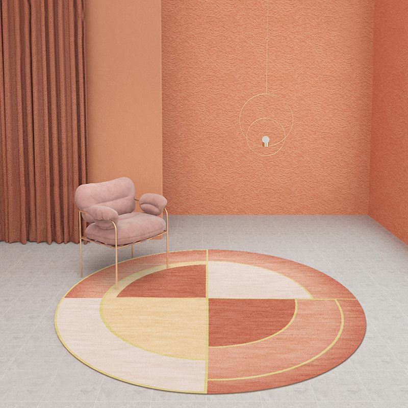 Aesthetics Modern Area Rug Pastel Concentric Round Carpet Anti-Slip Backing Rug for Room