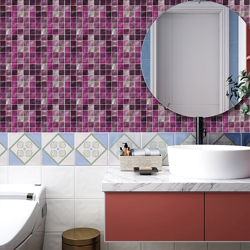 Bohemian Mosaic Tiles Peel Wallpapers for Bathroom 20 Pcs 8.6-sq ft Wall Decor in Purple