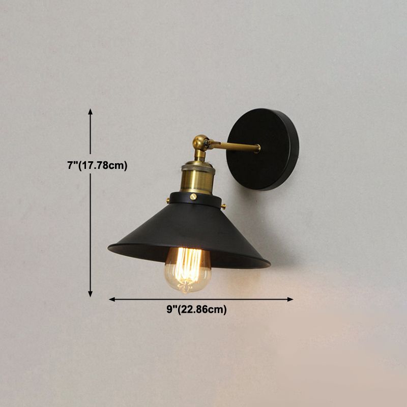 Metal Geometric Wall Sconce Lighting Industrial Style 1 Light Wall Lamps in Black