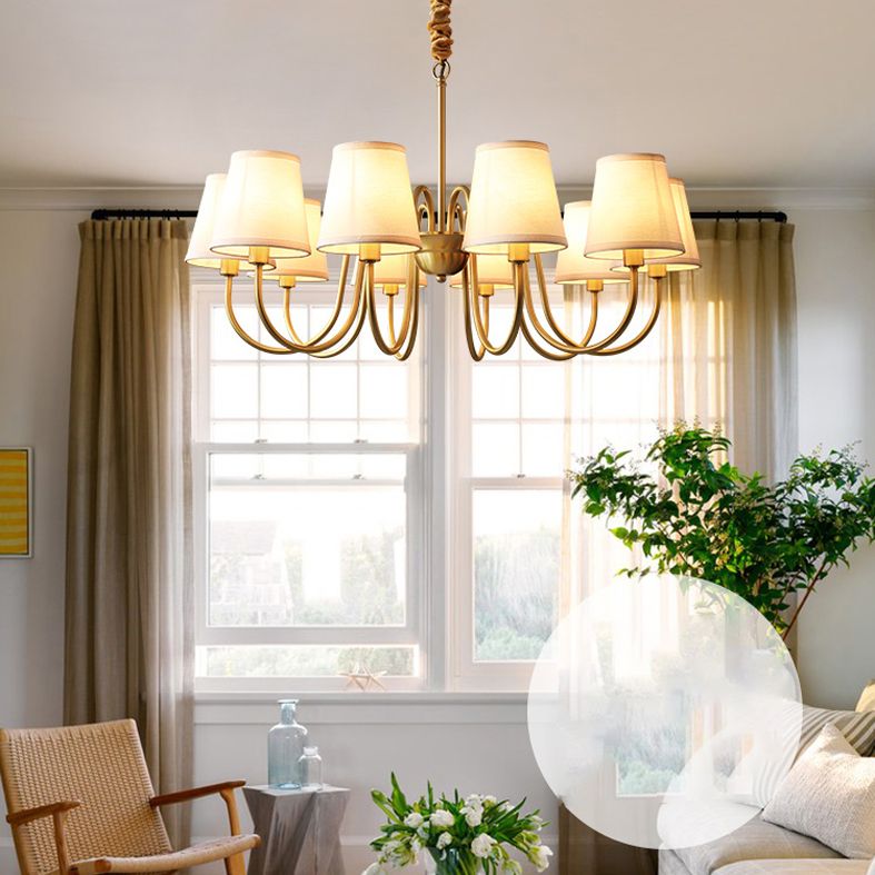 Gold Copper Pendant Light in Traditional Classic Style Flax Sputnik Hanging Light for Living Room