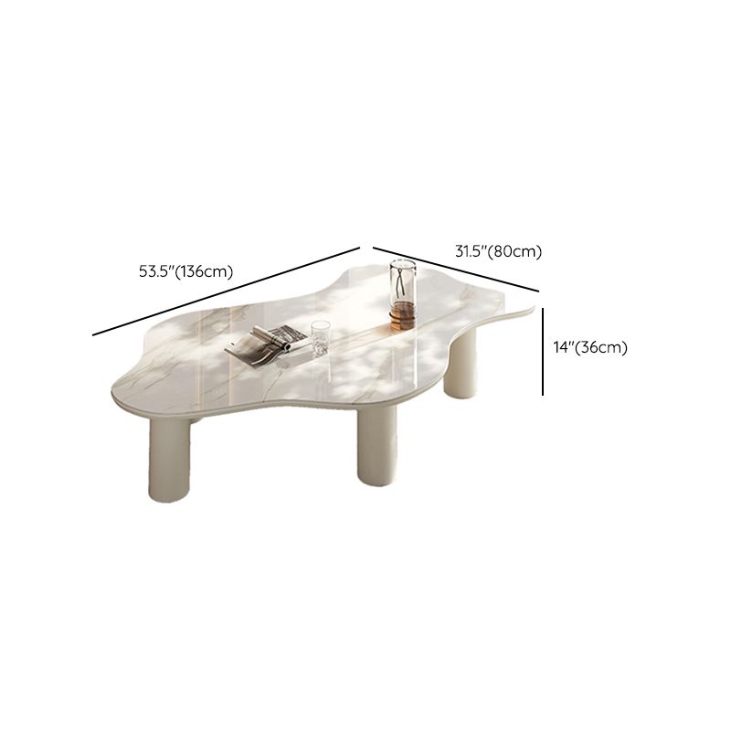 Marble White Single Coffee Table Modern Free-Form Coffee Table