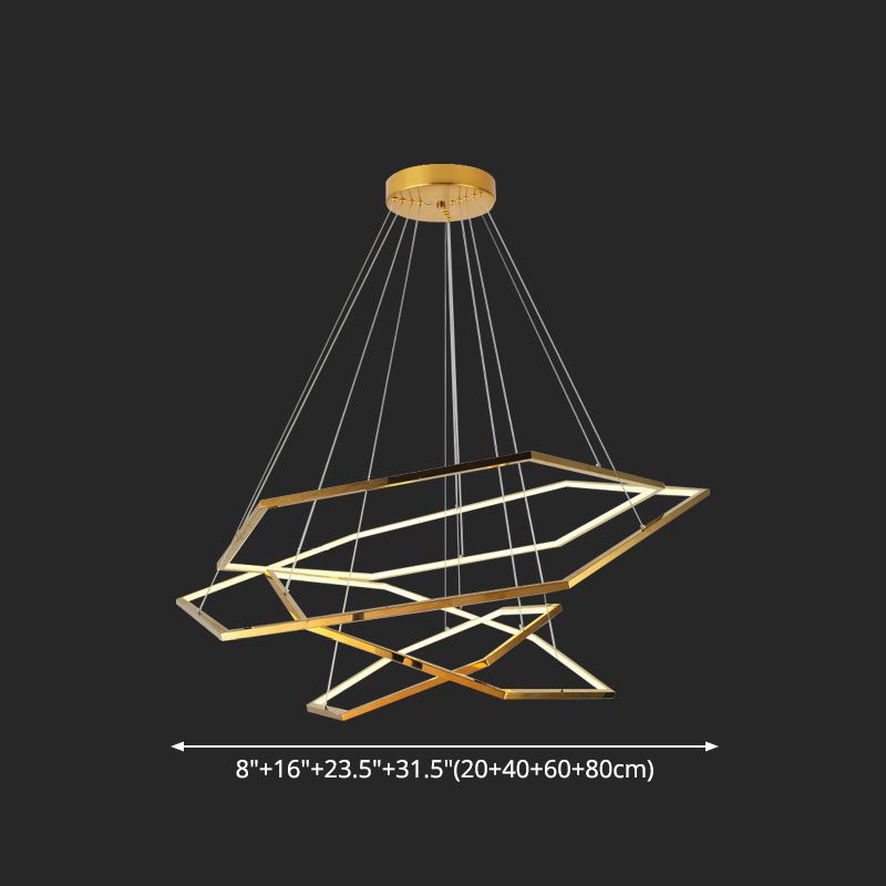 Fun di illuminazione a sospensione metallica geometrica ultra-moderna per soggiorno per soggiorno