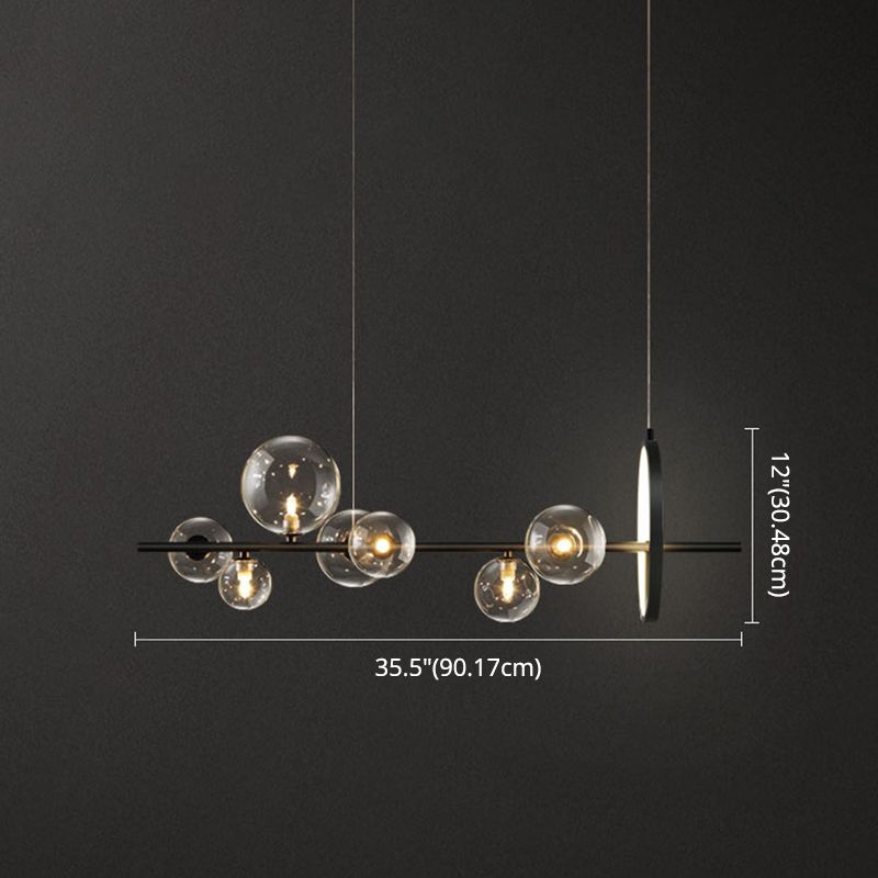 Modern Black Island Candant Lighting Spherical Glass Isola Glass Isola Luce per tavolo da pranzo