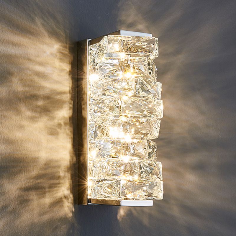 Contemporary Metal Wall Light Geometric Wall Sconce with Crystal for Bedroom