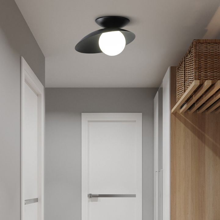 Single Black Flush Mount Lighting Unique Metal LED Ceiling Light