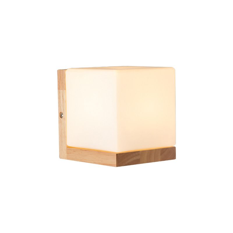 Square Wall Lighting Fixtures Modern Style Wood 1 Light Wall Lighting