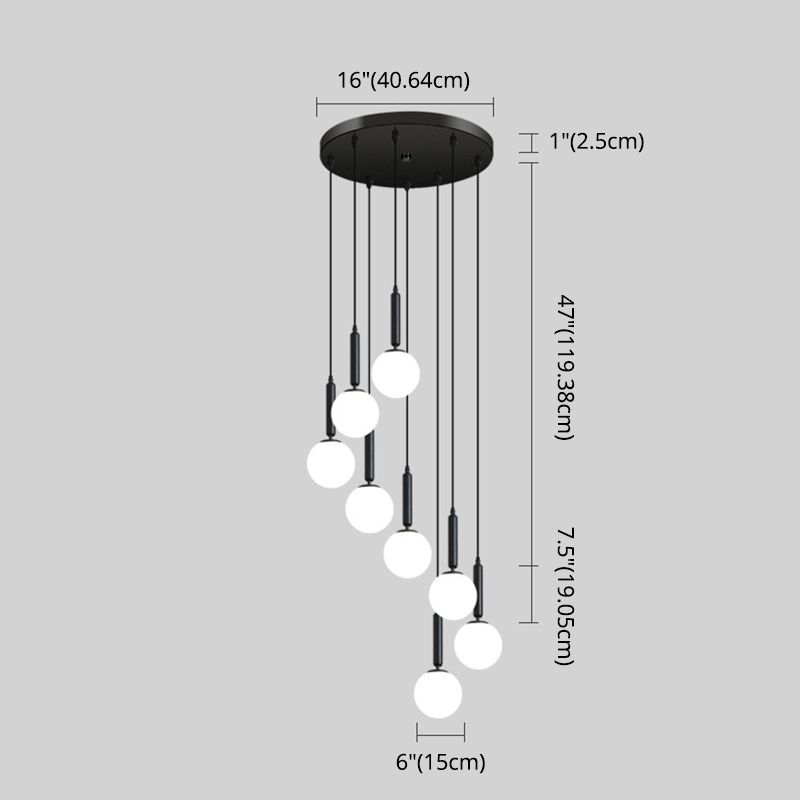 Modern Minimalist Multiple Globe Shade Pendant Light Metal Long Hanging Lamp for Living Room