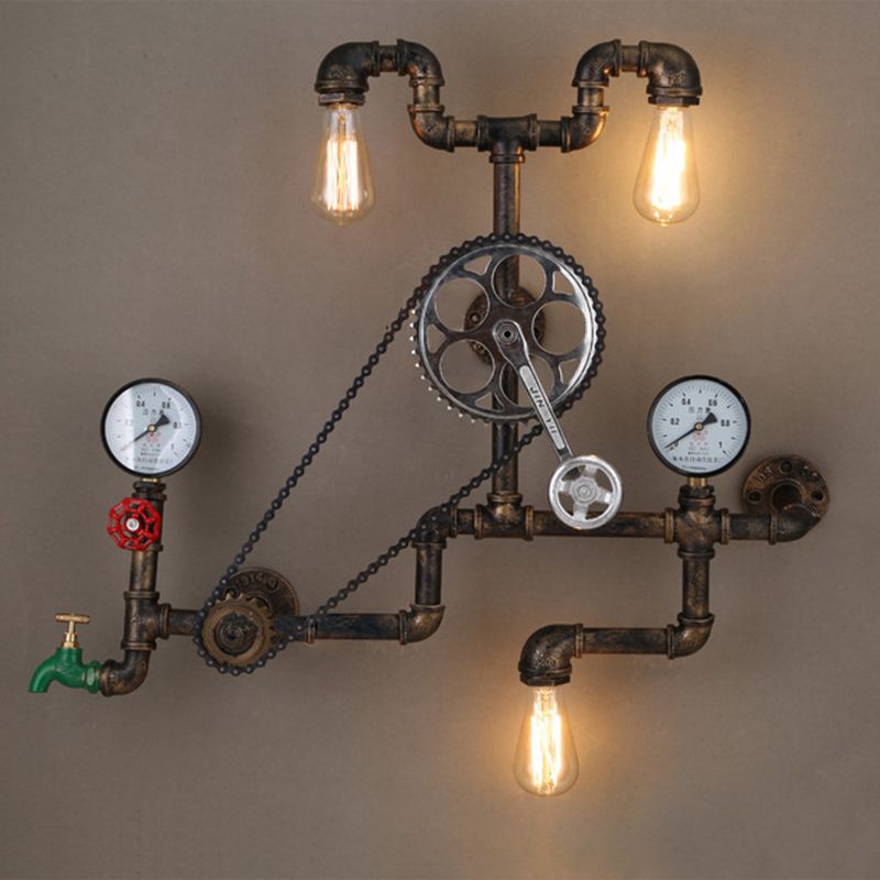 Riegel antike Bronze Eisenwandhalterung Lampe Industriewasserrohrleitungsleuchte
