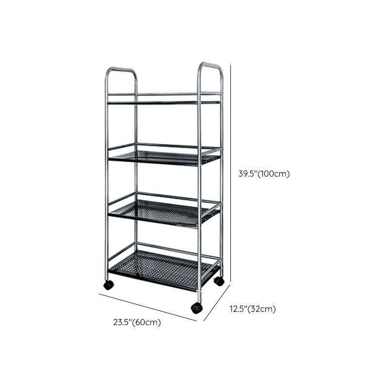 Open Shelves Kitchen Trolley Home Dining Modern Prep Table with Casters