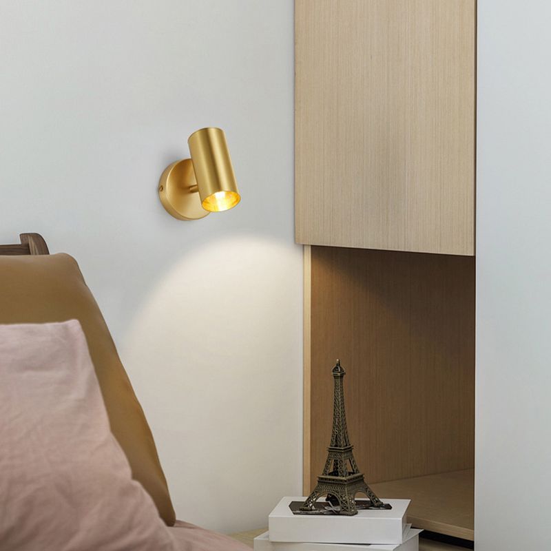 1-Light Cylinder Wall Sconce Lighting Modern Metal Wall Sconces