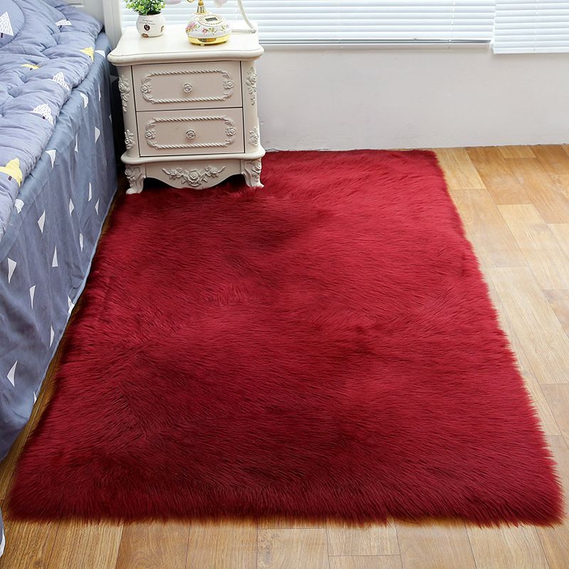 Shag Plain Rug Multi Color Simple Area Carpet Polypropylene Washable Anti-Slip Stain Resistant Rug for Room