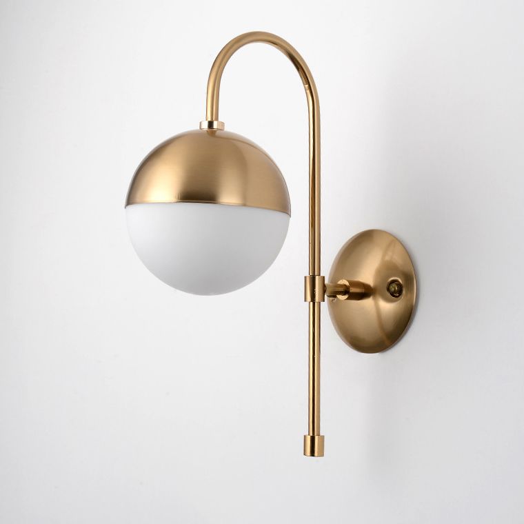 Nordic Simplicity Gooseneck Wall Lights Milky Glass Sconce Light Fixtures for Bedroom