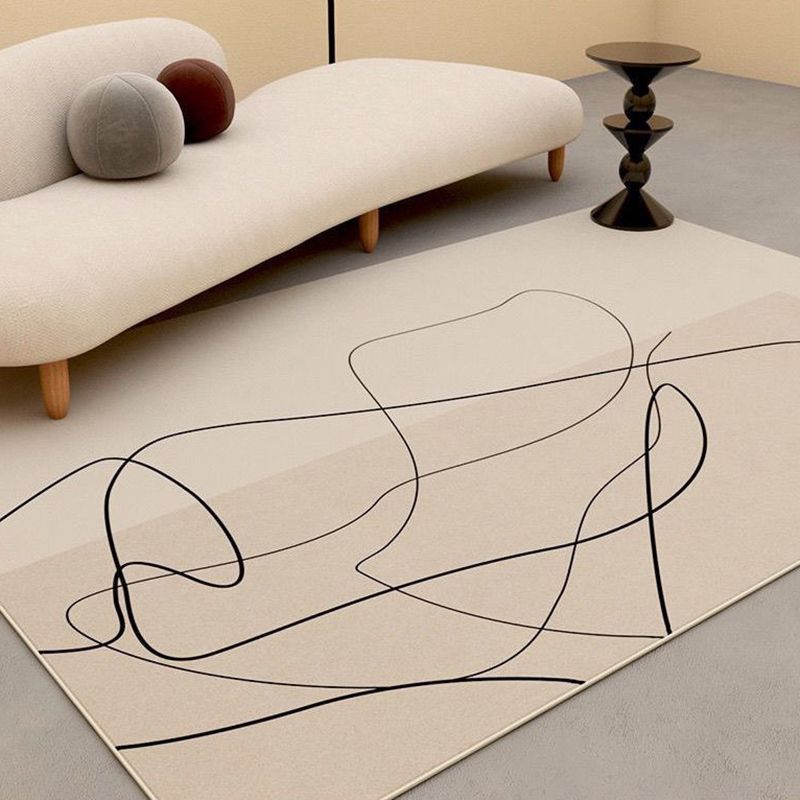 White Simplicity Carpet Polyester Line Carpet Washable Carpet for Home Decoration