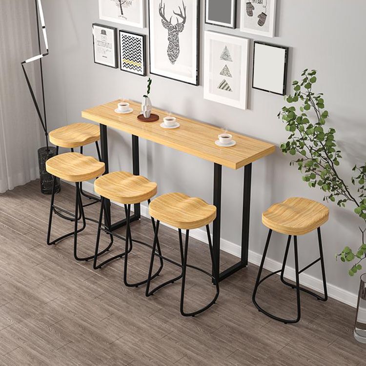 Modern Backrest Counter Stool Iron Milk Tea Shop Bar Stool with Wooden Seat and Pedal