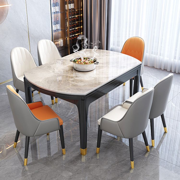Traditional Luxury Style Dining Table Round Sintered Stone Table with 4 Legs