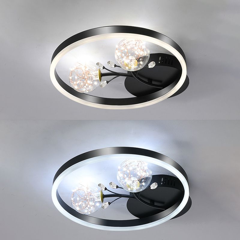 Clear Glass Flush Mount Modern Circle Ceiling Light Fixture for Bedroom