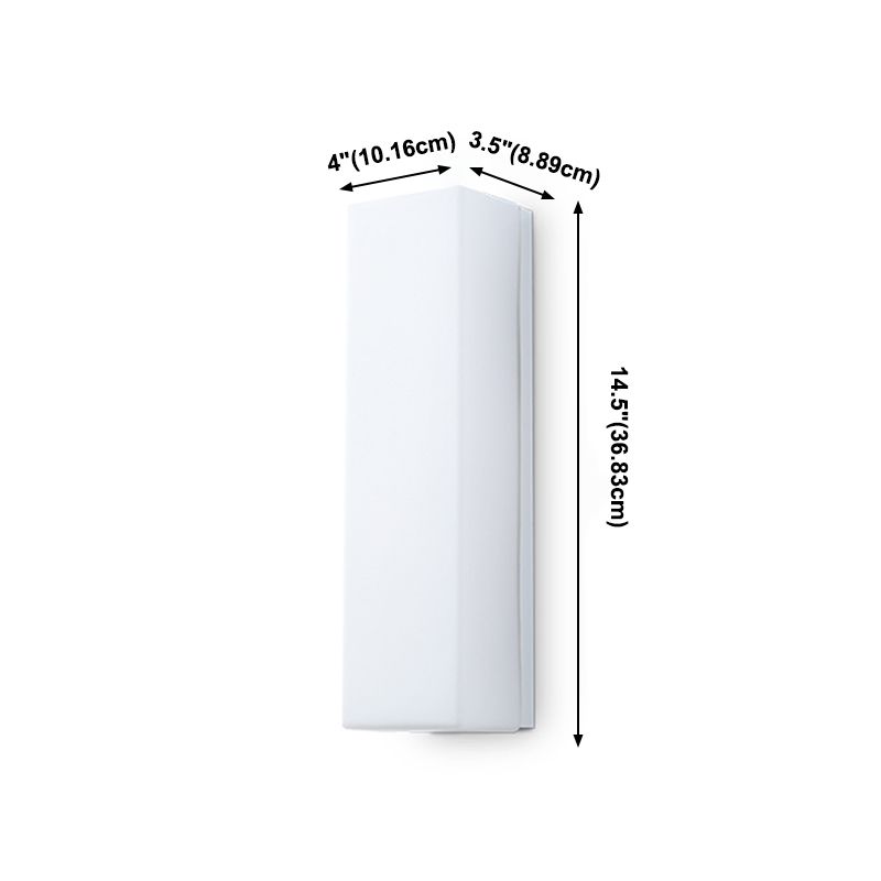 Glass Rectangular Wall Sconce Lights Modern Style 2 Lights Wall Mounted Lamps in White