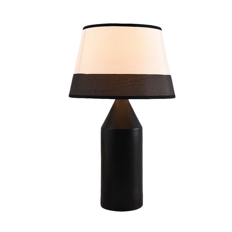 Modernism Pencil Shape Desk Light Metal 1-Bulb Bedside Fabric Nightstand Lamp in Black