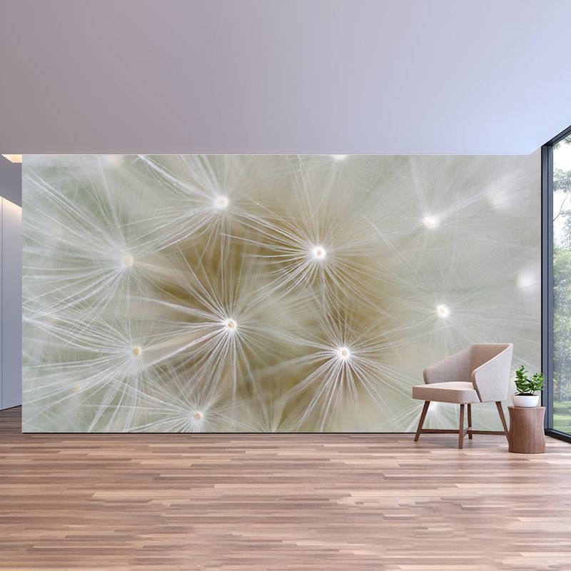 White Dandelion Mural Wallpaper Moisture Resistant Wall Art for Living Room
