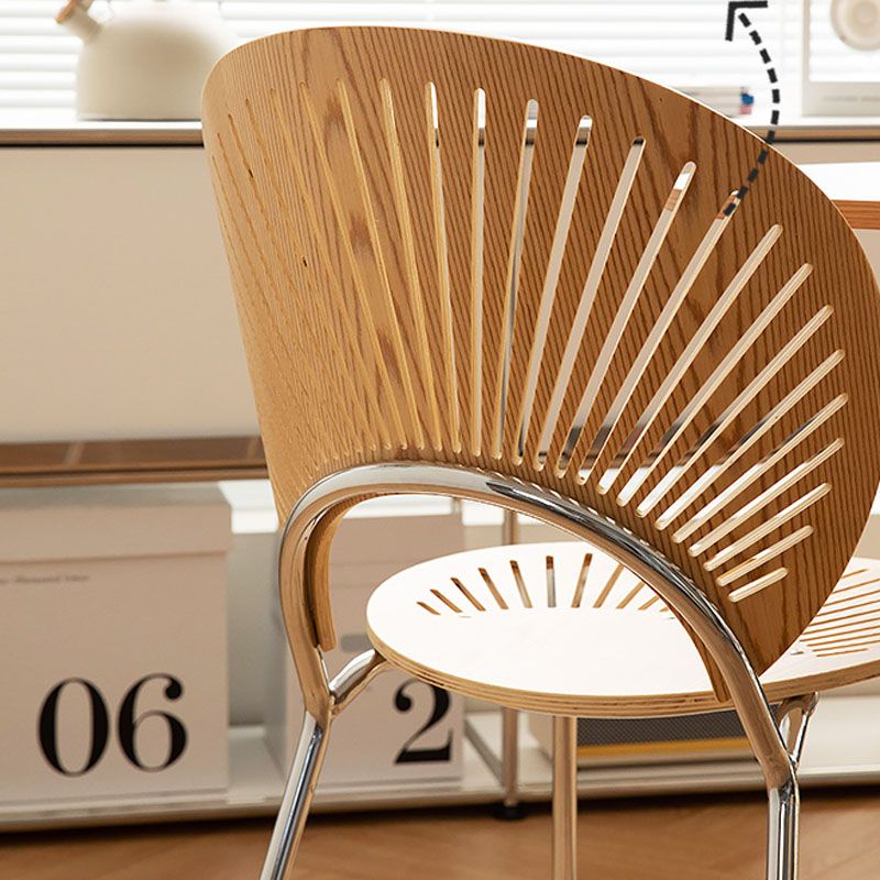 Modern Style Dining Chair Wooden Open Back Side Chair for Dining Room