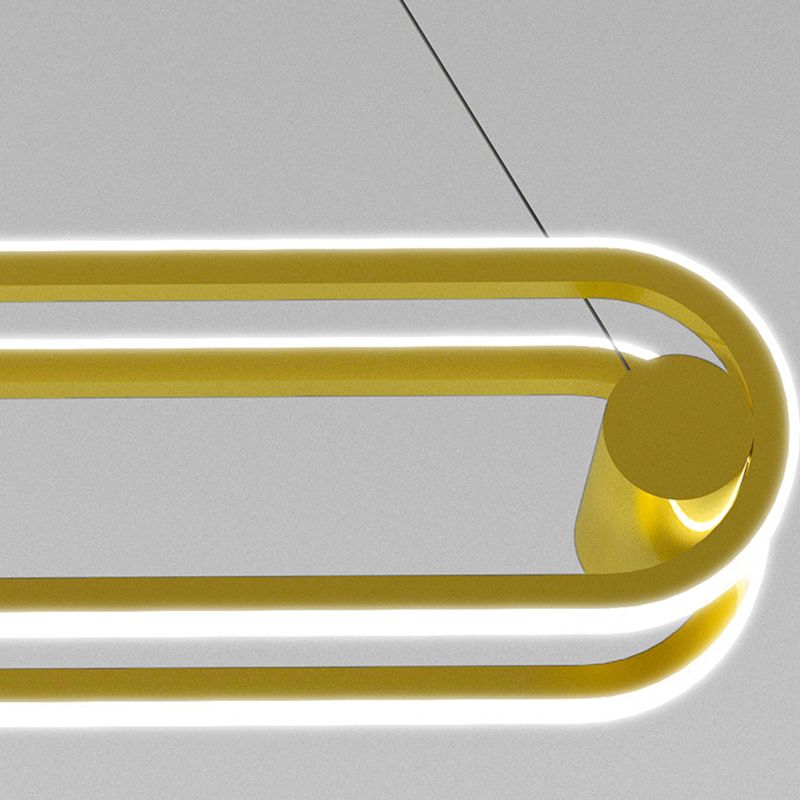 Iron Linear Pendant Ceiling Light Post Modern Kitchen Island Fixture in Black / Gold