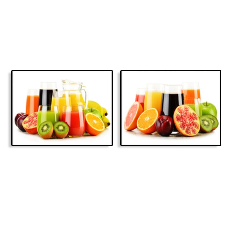 Bright Fruit Juice Canvas Art Textured Modernism Dining Room Wall Decor, Set of 2
