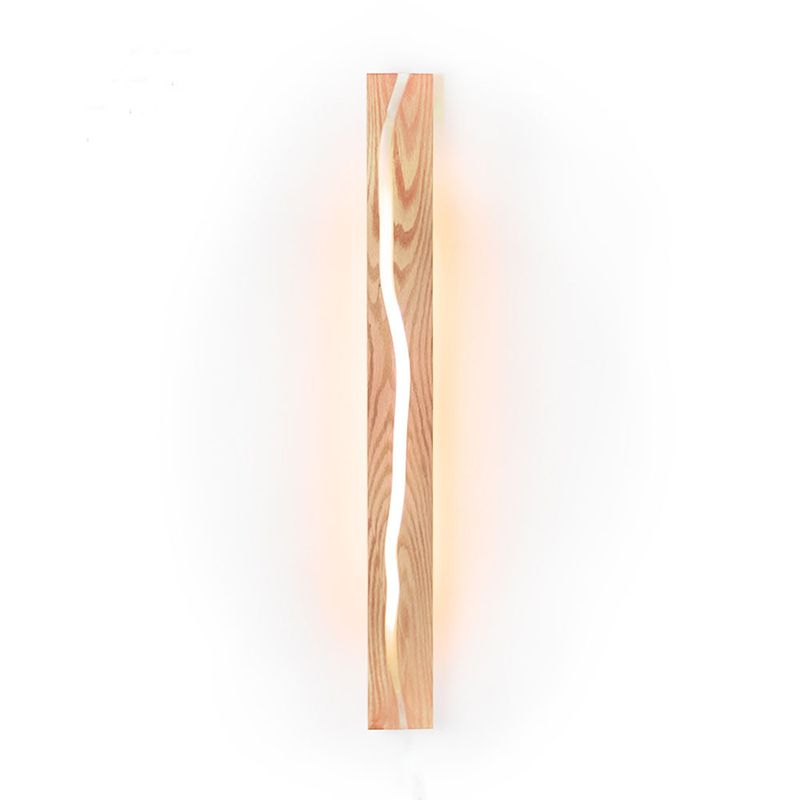 Wooden Bar Shaped Shelf Wall Light Nordic Style LED Wall Sconce for Living Room