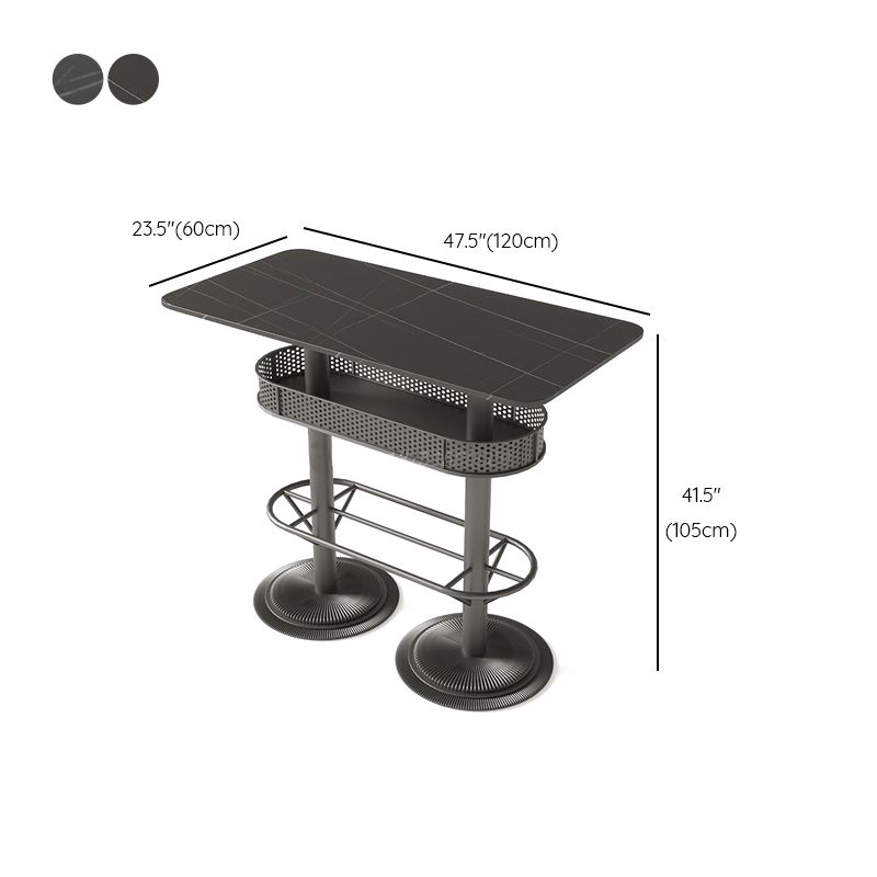 Industrial Style Bar Wine Table Black Color Bar Dining Table with Storage