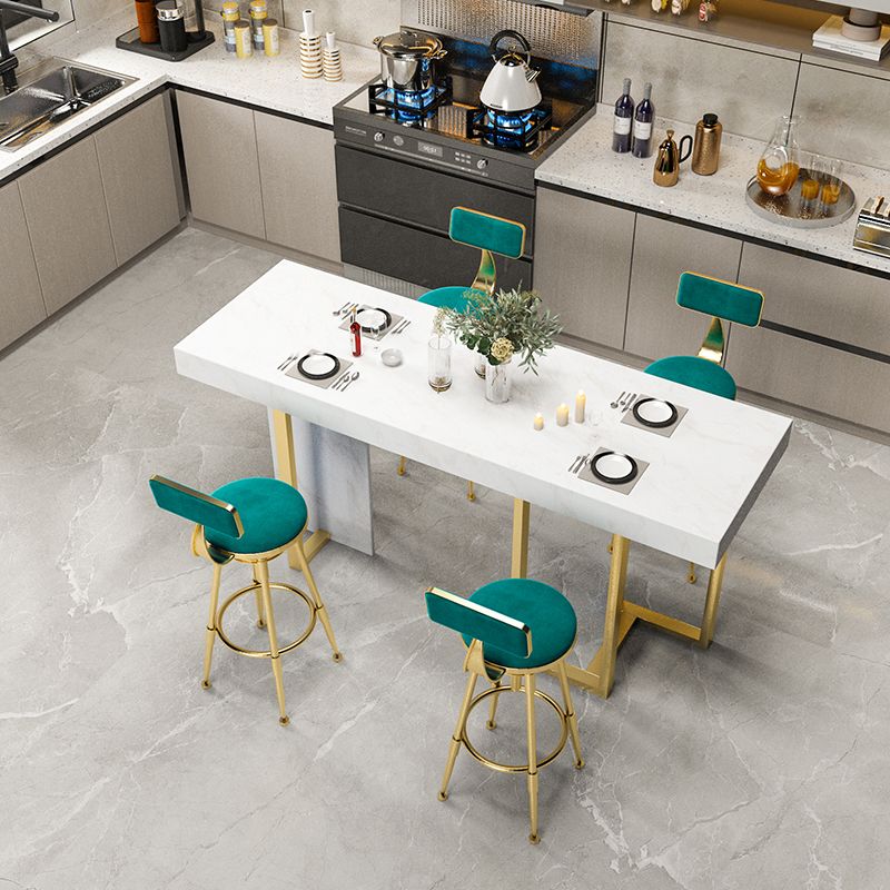 1/2/5 Pieces Bar Stool and Table Set Faux Marble Rectangular