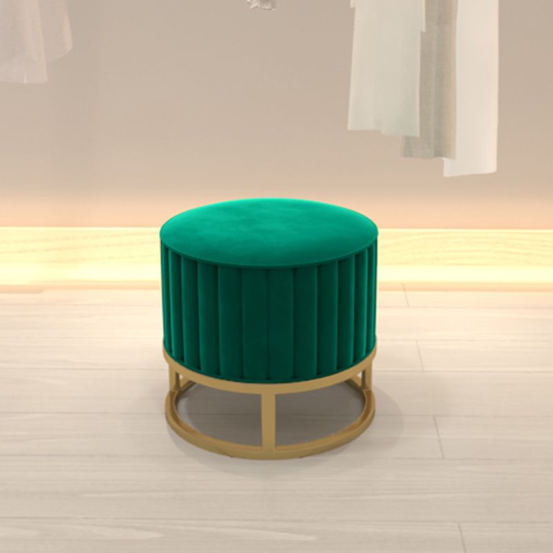 Glam Pouf Ottoman Velvet Upholstered Tear Resistant Round Ottoman with Chair Legs