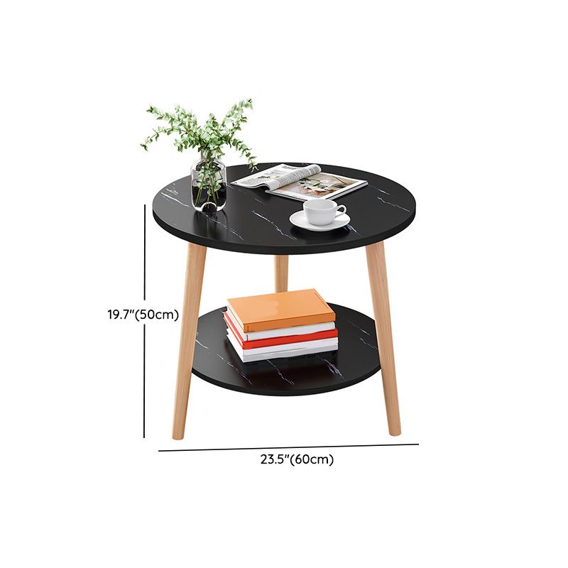 Contemporary Wooden Single Coffee Table 3 Legs Round Cocktail Table